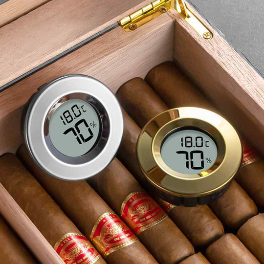 2 In 1 Cigar Hygrometer and Thermometer for Cigar Humidor - Mini Digital LCD Display