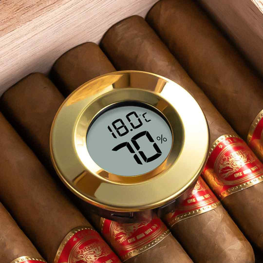 2 In 1 Cigar Hygrometer and Thermometer for Cigar Humidor - Mini Digital LCD Display