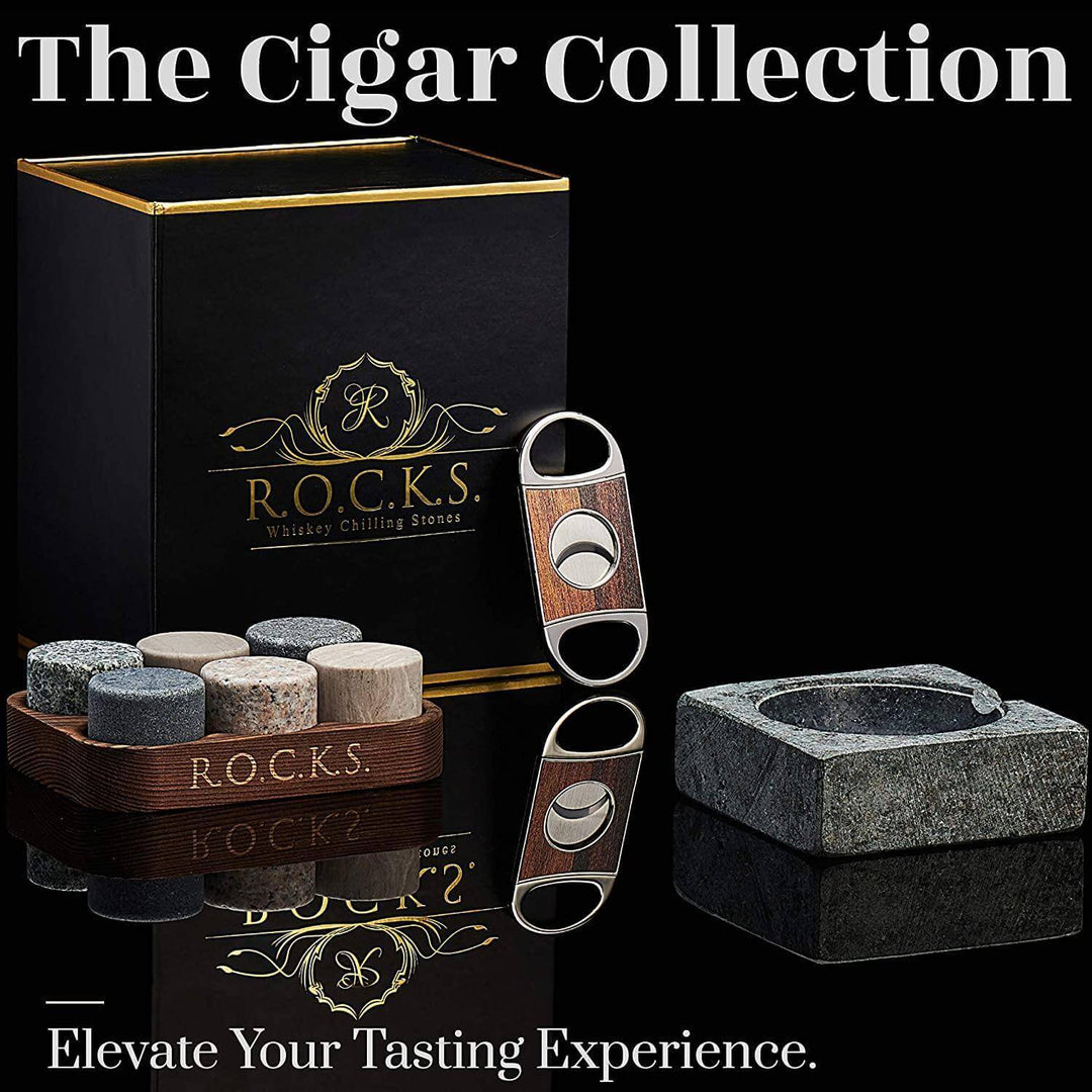 The Gentleman's Set - Cigar Aficionado by R.O.C.K.S. Whiskey Chilling Stones - Fluid And Fire