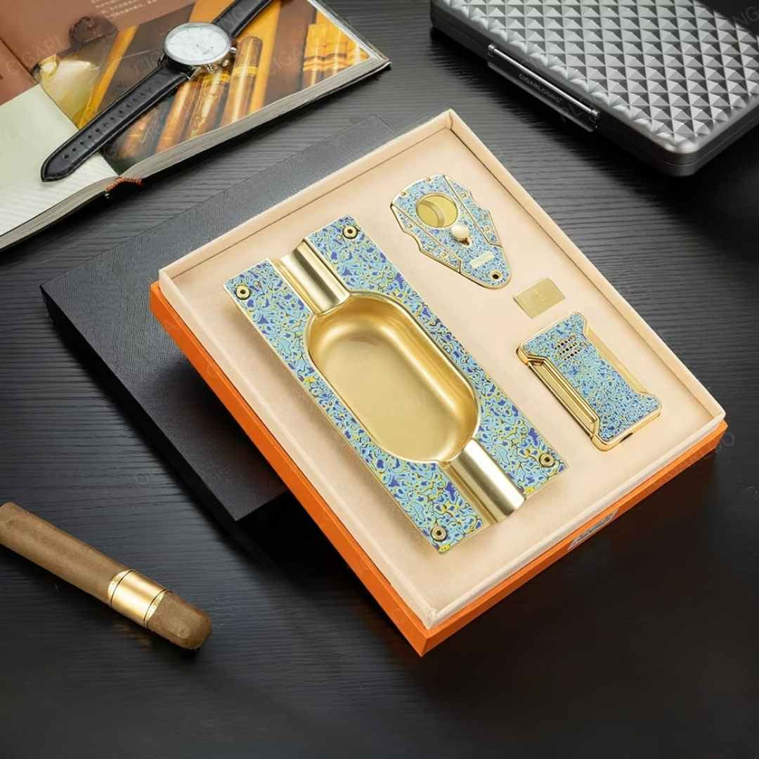 The Damascus Bloom Cigar Accessory Set (3-Piece)