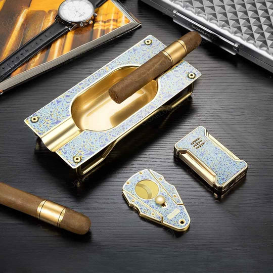 The Damascus Bloom Cigar Accessory Set (3-Piece)