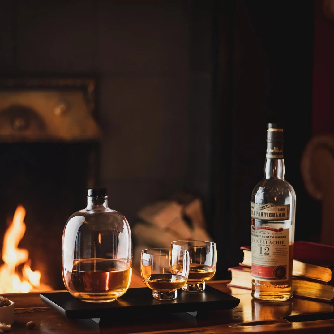 Malt Whiskey Bottle with Wooden Tray - Fluid And Fire