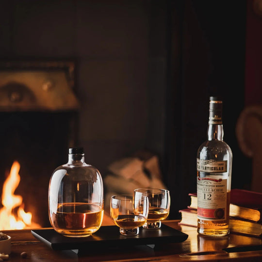 Malt Whiskey Bottle with Wooden Tray - Fluid And Fire