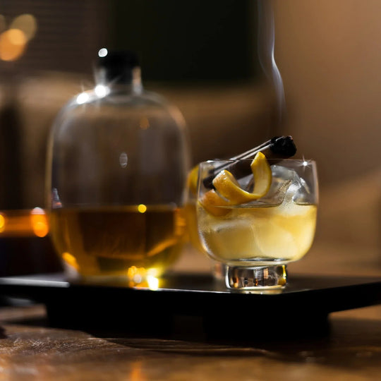 Malt Whiskey Bottle with Wooden Tray - Fluid And Fire