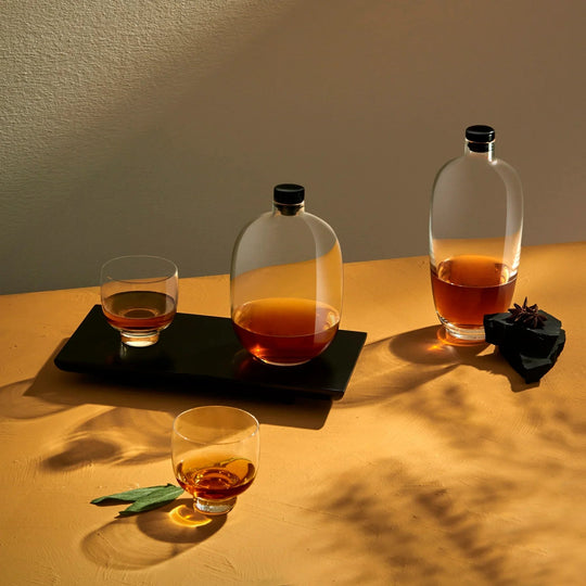 Malt Whiskey Bottle with Wooden Tray - Fluid And Fire