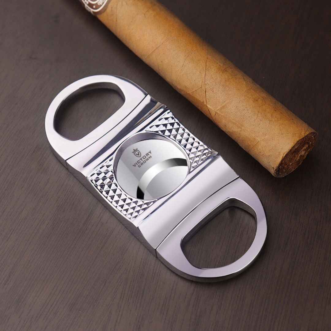 Sharp Stainless Steel Cigar Cutter With Holder - Punch & Guillotine Cutter