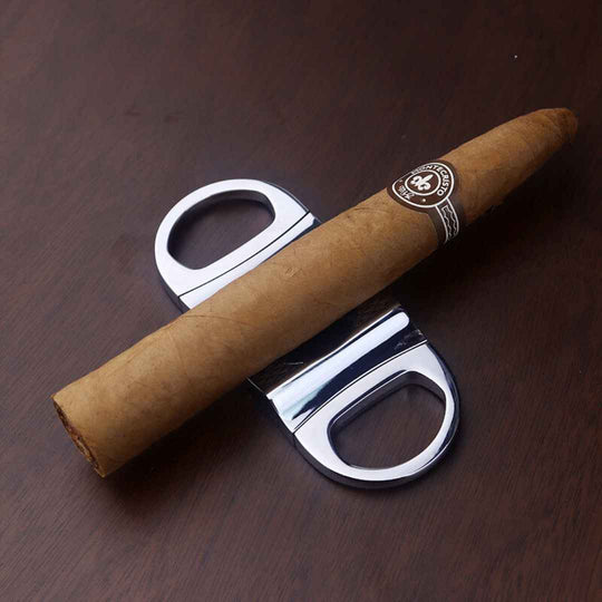 Sharp Stainless Steel Cigar Cutter With Holder - Punch & Guillotine Cutter