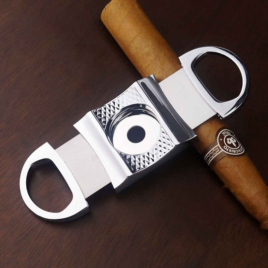 Sharp Stainless Steel Cigar Cutter With Holder - Punch & Guillotine Cutter