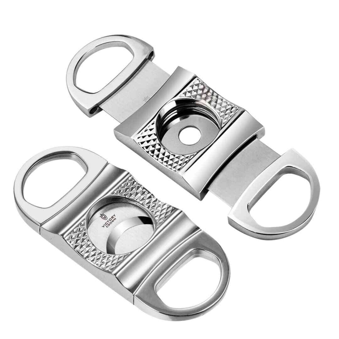 Sharp Stainless Steel Cigar Cutter With Holder - Punch & Guillotine Cutter