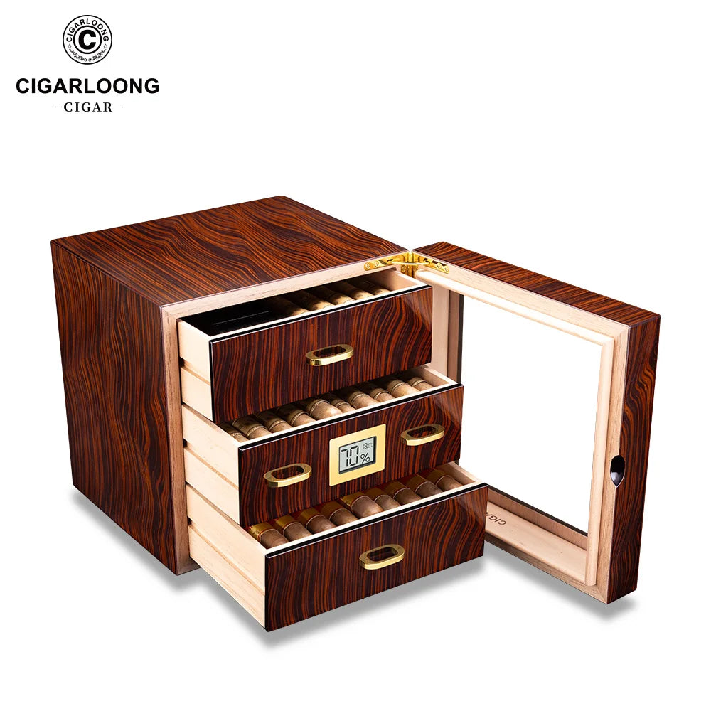 Regalis 110 – Cedar Humidor with Hygrometer, Humidifier & Transparent Window