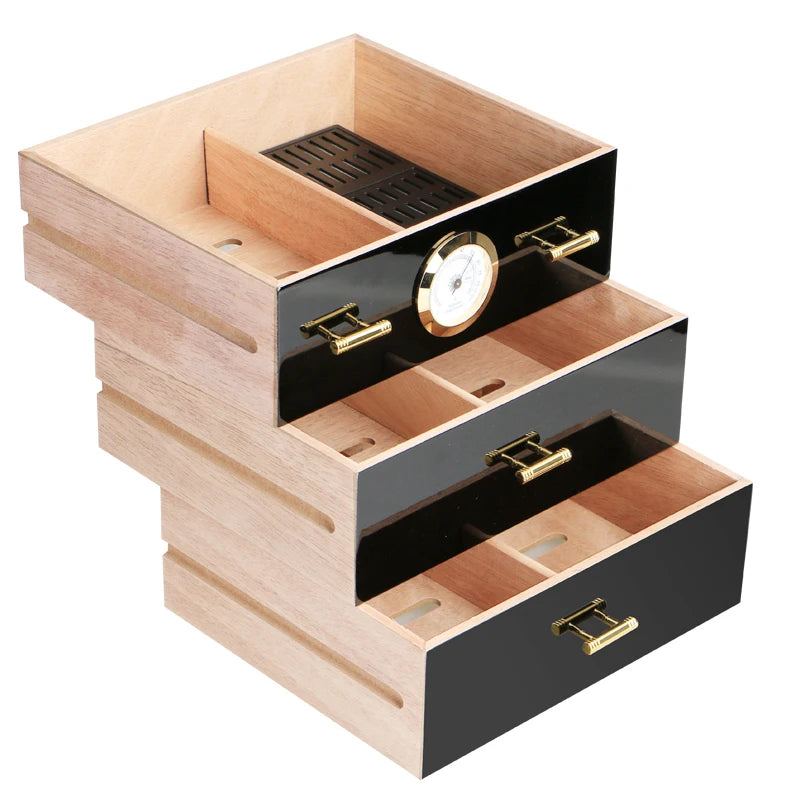 Triaro Cedar Chest – 3-Layer Portable Humidor with Hygrometer & Large Capacity Storage