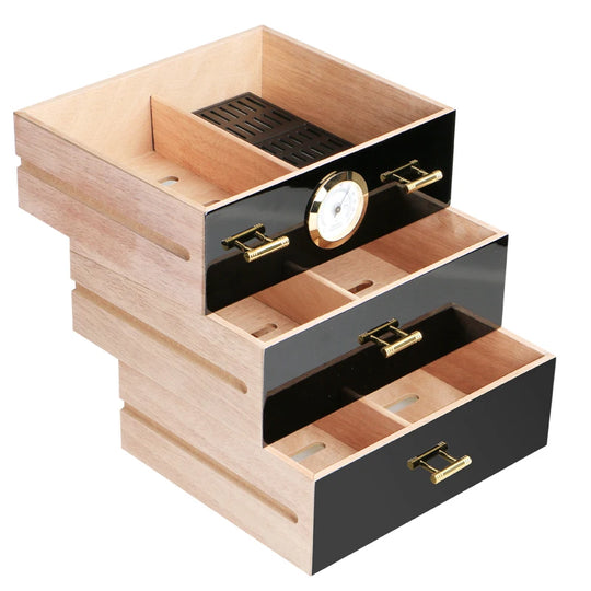 Triaro Cedar Chest – 3-Layer Portable Humidor with Hygrometer & Large Capacity Storage