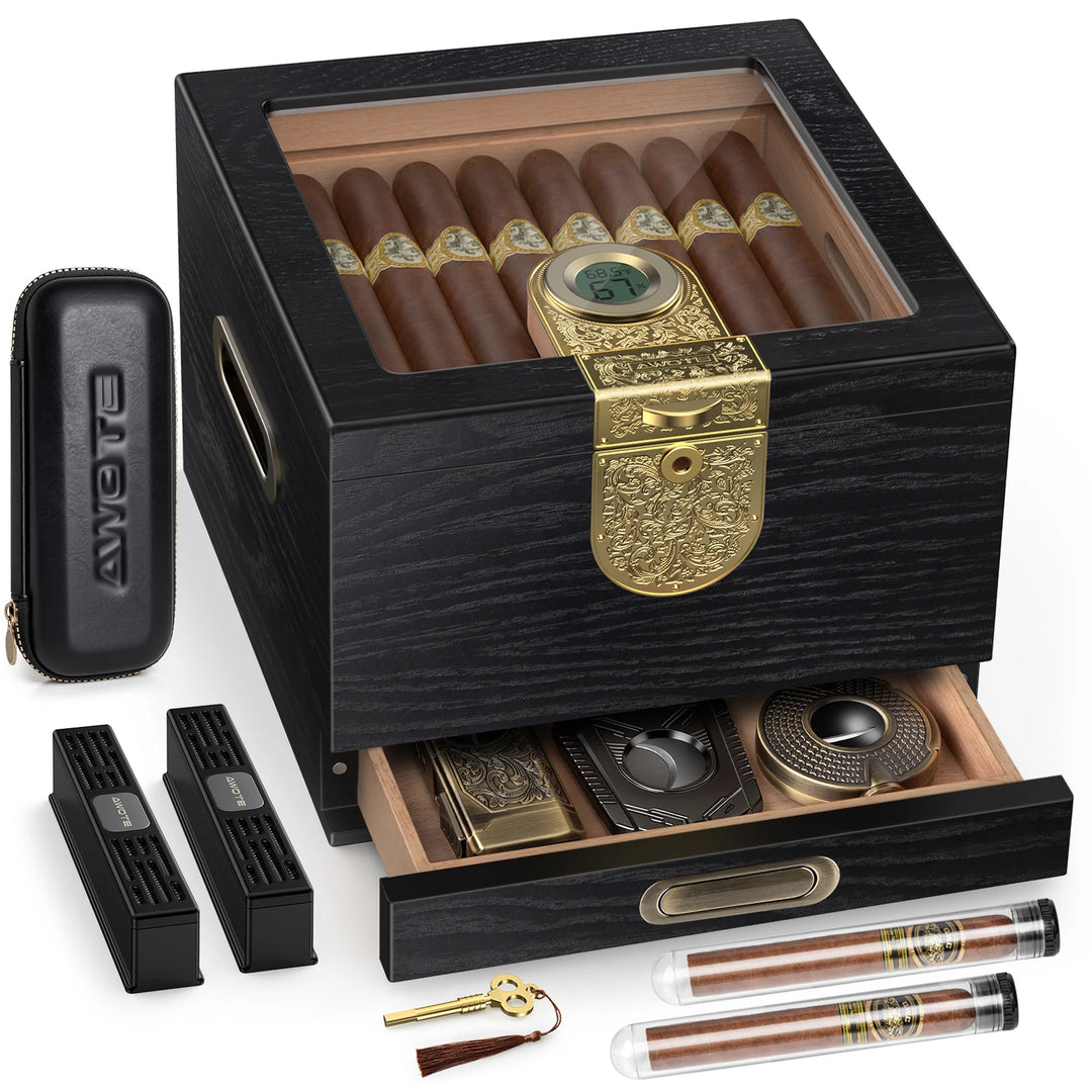 The Founder's Kit Humidor Gift Set (40-50 Cigar Capacity)