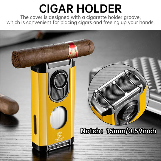 Valor 3-in-1 Torch Lighter – Triple Flame with Integrated V-Cutter & Holder