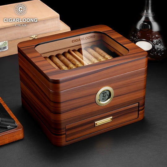 Solaro 65 – Cedar Wood Humidor with Electronic Hygrometer & Skylight