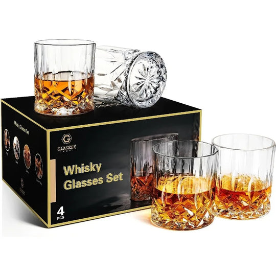 The Starburst Diamond Cut Whiskey Glass — A Classic Reimagined (Set of 4)