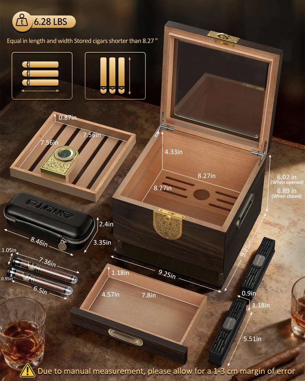 The Founder's Kit Humidor Gift Set (40-50 Cigar Capacity)