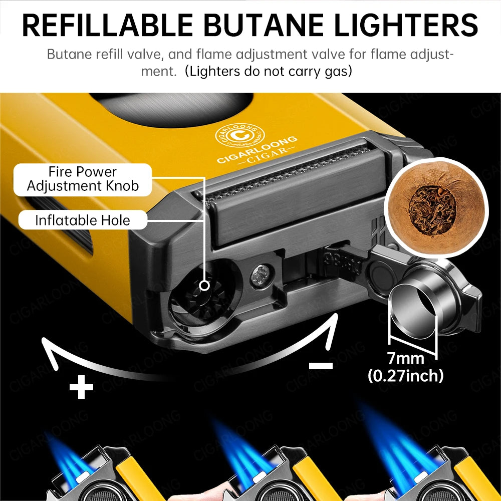 Valor 3-in-1 Torch Lighter – Triple Flame with Integrated V-Cutter & Holder