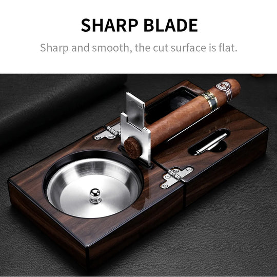 Regalia Trio – Solid Wood Ashtray & Cutter Set