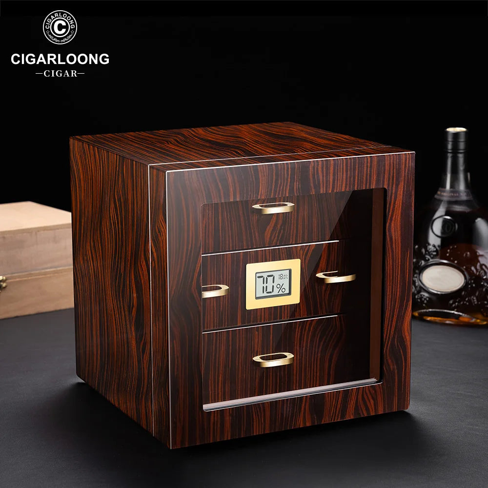Regalis 110 – Cedar Humidor with Hygrometer, Humidifier & Transparent Window