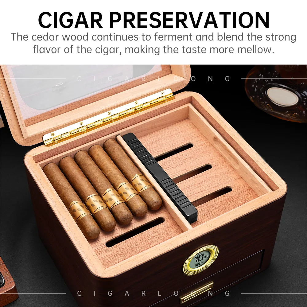 Solaro 65 – Cedar Wood Humidor with Electronic Hygrometer & Skylight