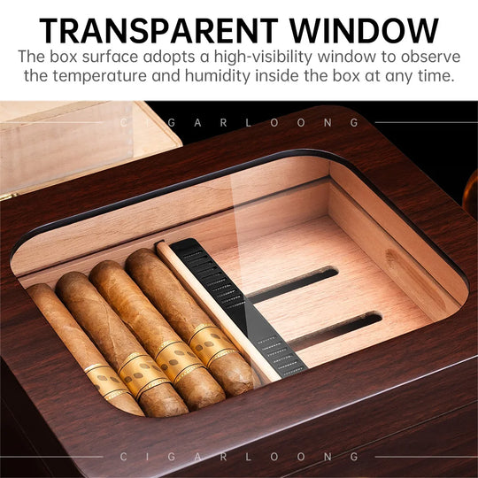 Solaro 65 – Cedar Wood Humidor with Electronic Hygrometer & Skylight