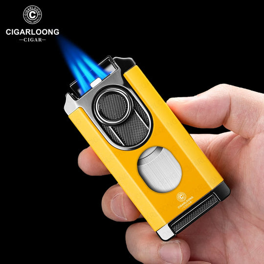 Valor 3-in-1 Torch Lighter – Triple Flame with Integrated V-Cutter & Holder