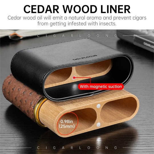 Novaro Leather Case – 4-Slot Travel Humidor with Cedar Lining & Magnetic Seal