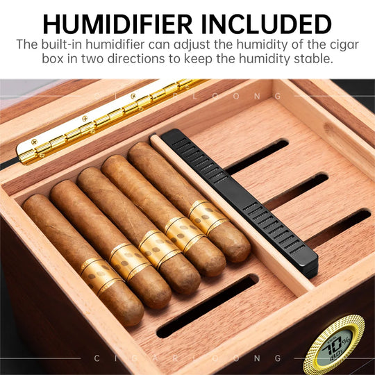Solaro 65 – Cedar Wood Humidor with Electronic Hygrometer & Skylight