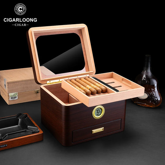 Solaro 65 – Cedar Wood Humidor with Electronic Hygrometer & Skylight