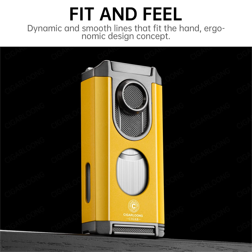 Valor 3-in-1 Torch Lighter – Triple Flame with Integrated V-Cutter & Holder