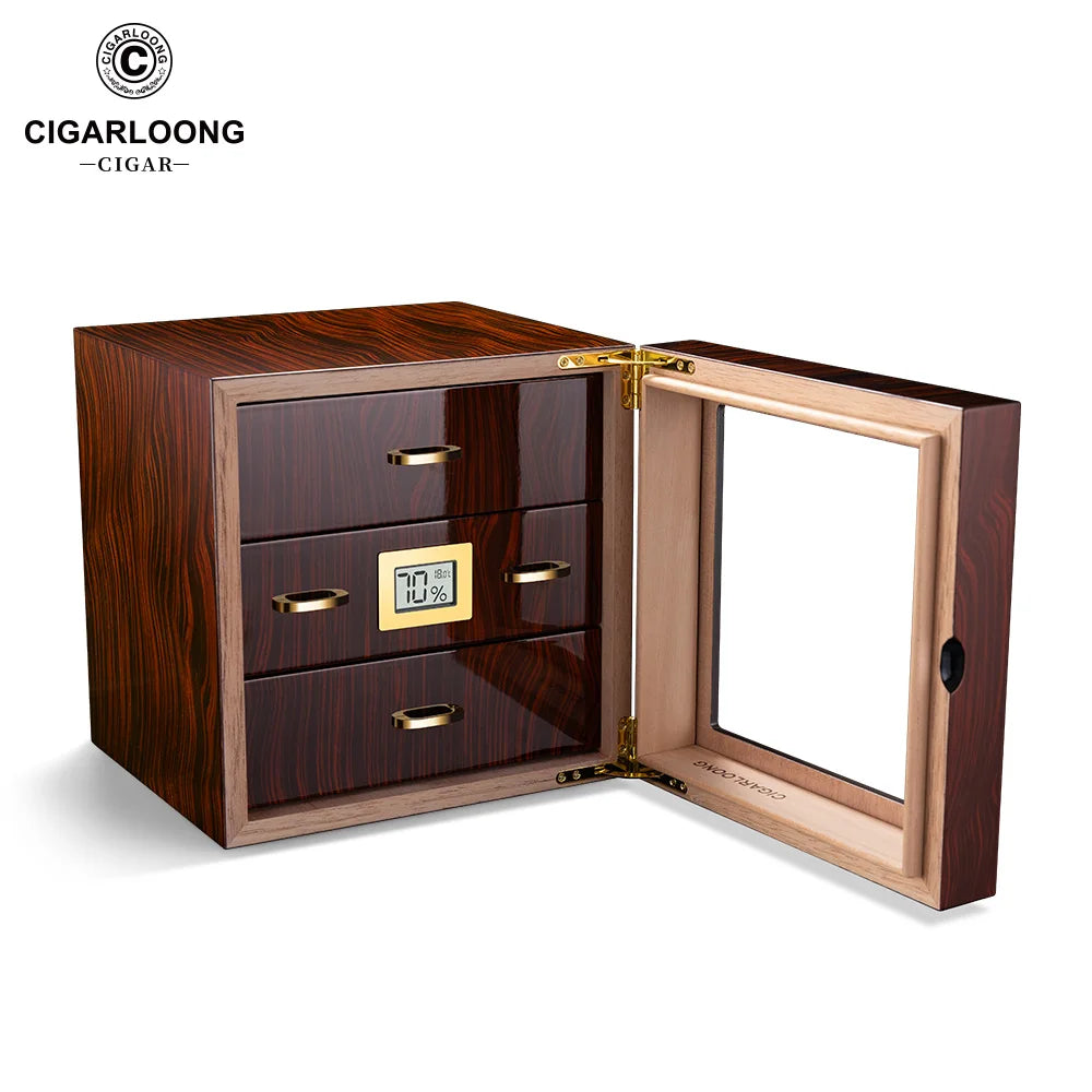 Regalis 110 – Cedar Humidor with Hygrometer, Humidifier & Transparent Window