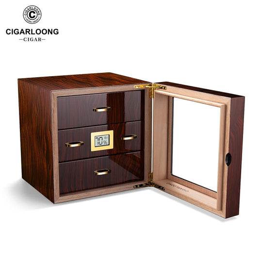 Regalis 110 – Cedar Humidor with Hygrometer, Humidifier & Transparent Window