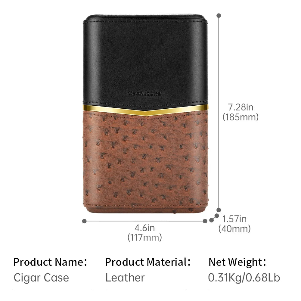Novaro Leather Case – 4-Slot Travel Humidor with Cedar Lining & Magnetic Seal