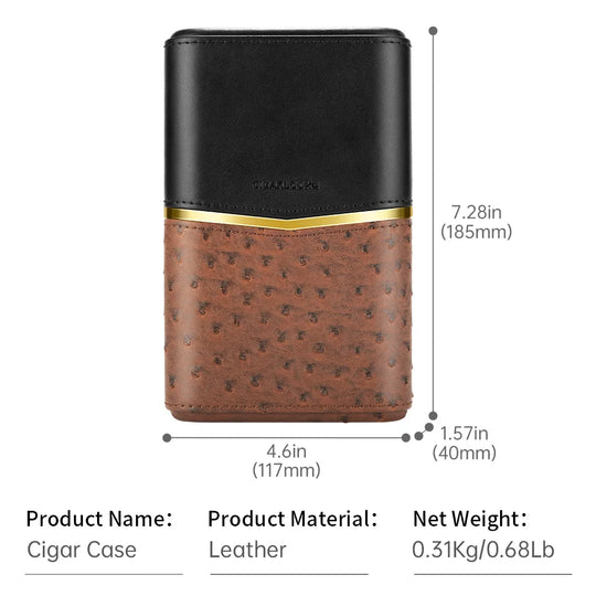 Novaro Leather Case – 4-Slot Travel Humidor with Cedar Lining & Magnetic Seal