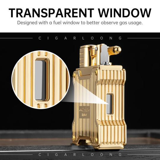 Lucent Fire – Dual Flame Lighter with Visible Fuel Window