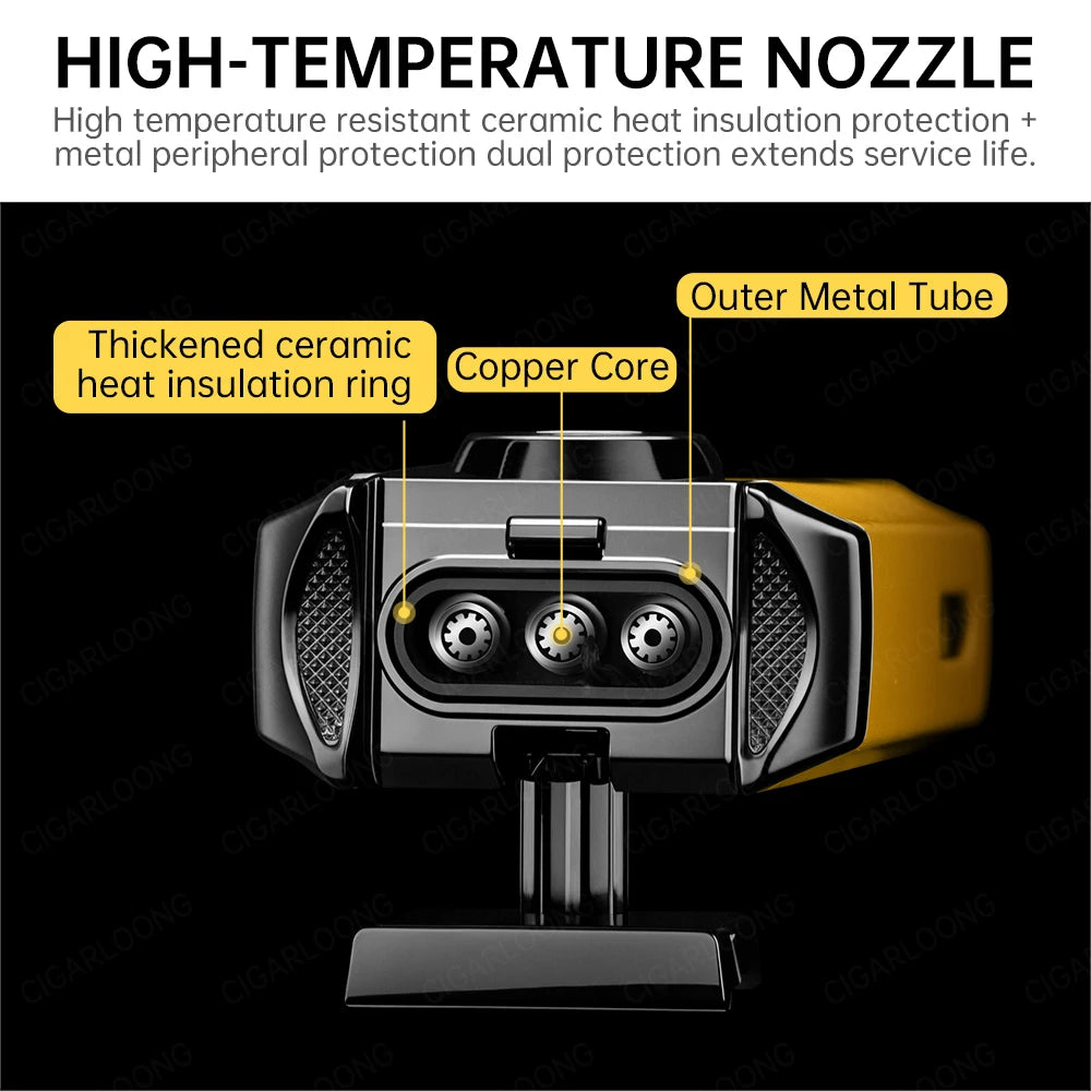 Valor 3-in-1 Torch Lighter – Triple Flame with Integrated V-Cutter & Holder