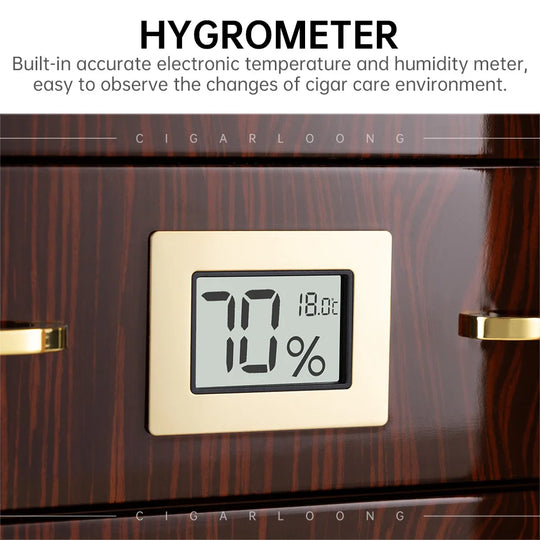 Regalis 110 – Cedar Humidor with Hygrometer, Humidifier & Transparent Window
