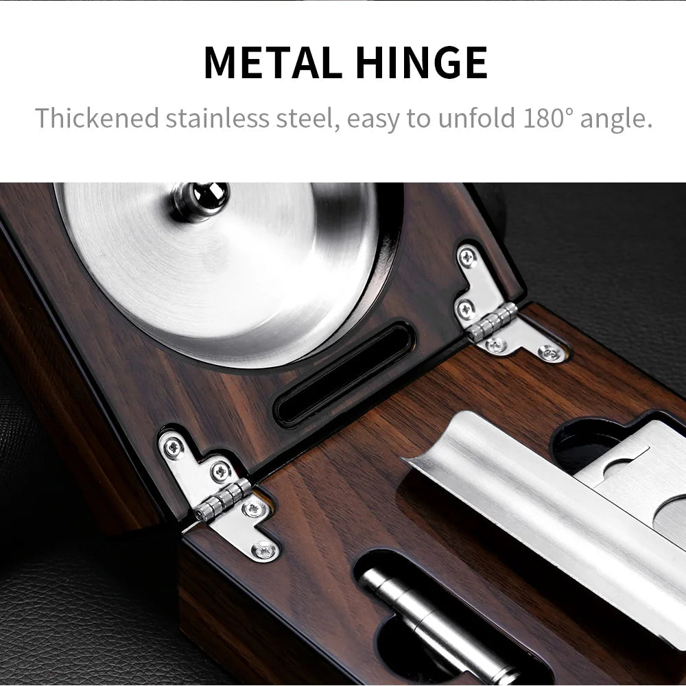 Regalia Trio – Solid Wood Ashtray & Cutter Set