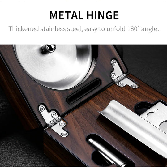 Regalia Trio – Solid Wood Ashtray & Cutter Set