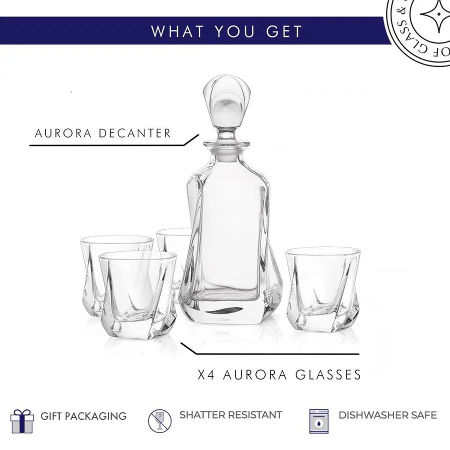 The Aurora Decanter Set of 5 — Where Fluid Design Meets Fire