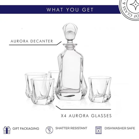 The Aurora Decanter Set of 5 — Where Fluid Design Meets Fire