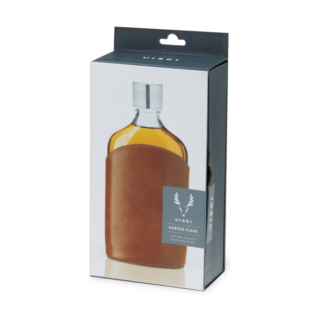 Parker Leather-Wrapped Glass Flask - Fluid And Fire