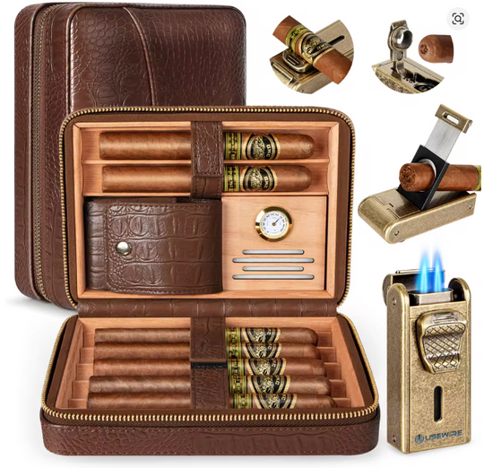 The Nomad Reserve – Cedar Travel Humidor & Windproof Torch