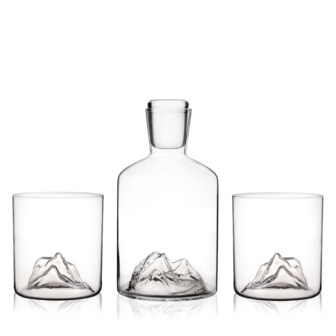 Mountain Crystal Decanter and Tumbler Set - Fluid And Fire