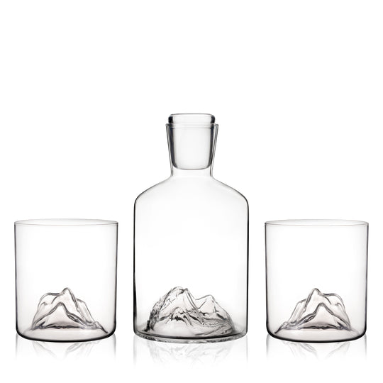 Mountain Crystal Decanter and Tumbler Set - Fluid And Fire