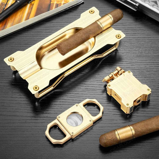 The Connoisseur's Art Deco Cigar Accessory Set (3-Piece)