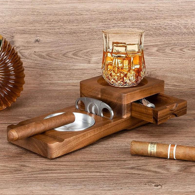 Rustic Wooden Ashtray - Decoration - Solid Wood Ashtray