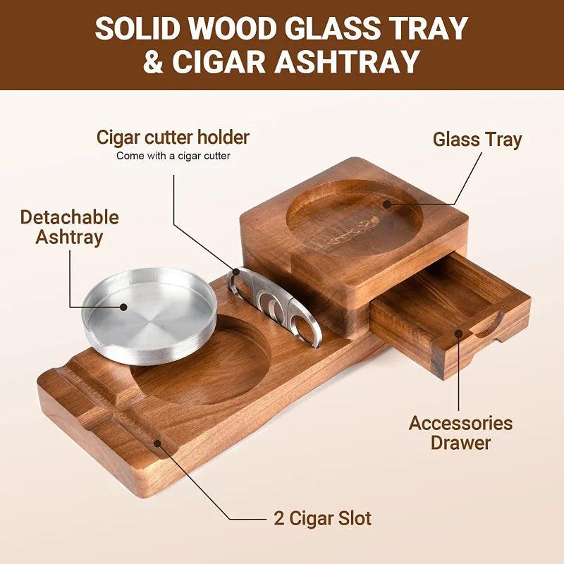 Rustic Wooden Ashtray - Decoration - Solid Wood Ashtray - Fluid And Fire