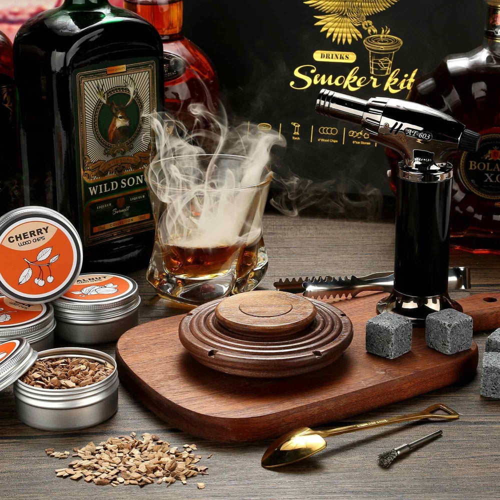 Handcrafted Wooden Cocktail and Whiskey Smoker - High-Quality Wood - Impart Complex and Nuanced Flavors to your Drinks - Fluid And Fire